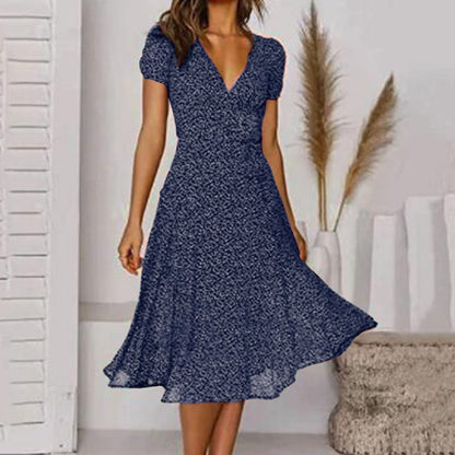 Vestido Mujer línea A Escote en V Bajo Oscilante
