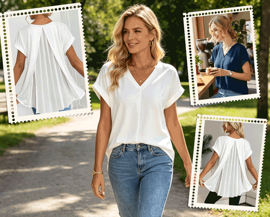 Blusa Mujer con Escote en V y Espalda Plisada - Mavetta