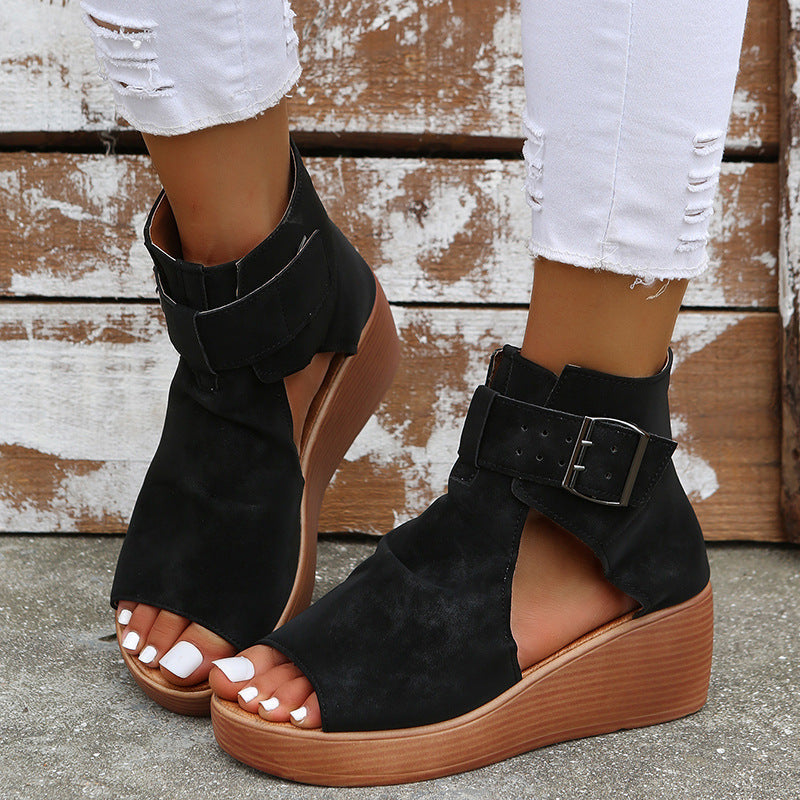 Sandalias Cuña Mujer de Piel Comodas Verano