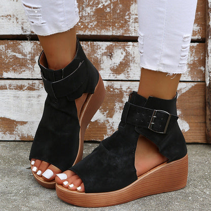 Sandalias Cuña Mujer de Piel Comodas Verano