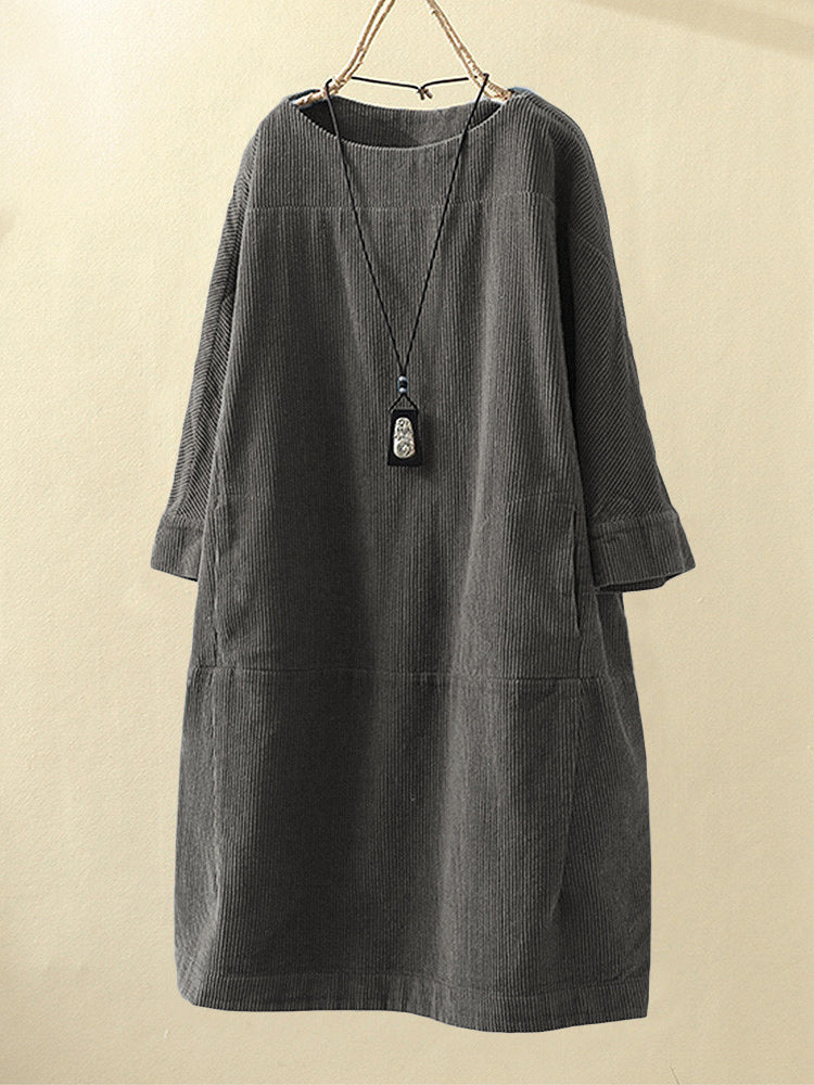Vestido midi Mujer de Tencel Corte Favorecedor