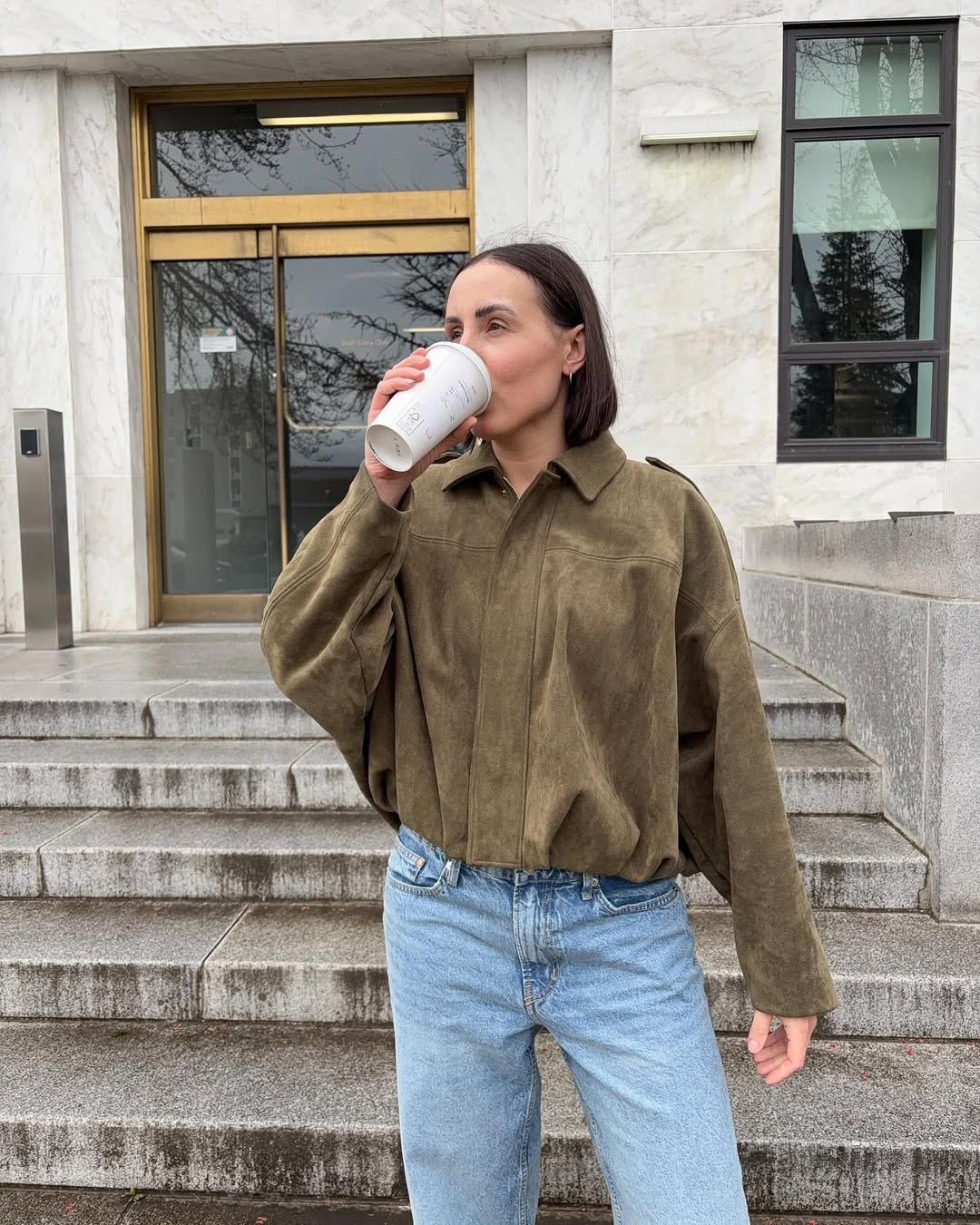 Chaqueta Bomber Mujer de Ante Estilo Oversize Cierre Cremallera