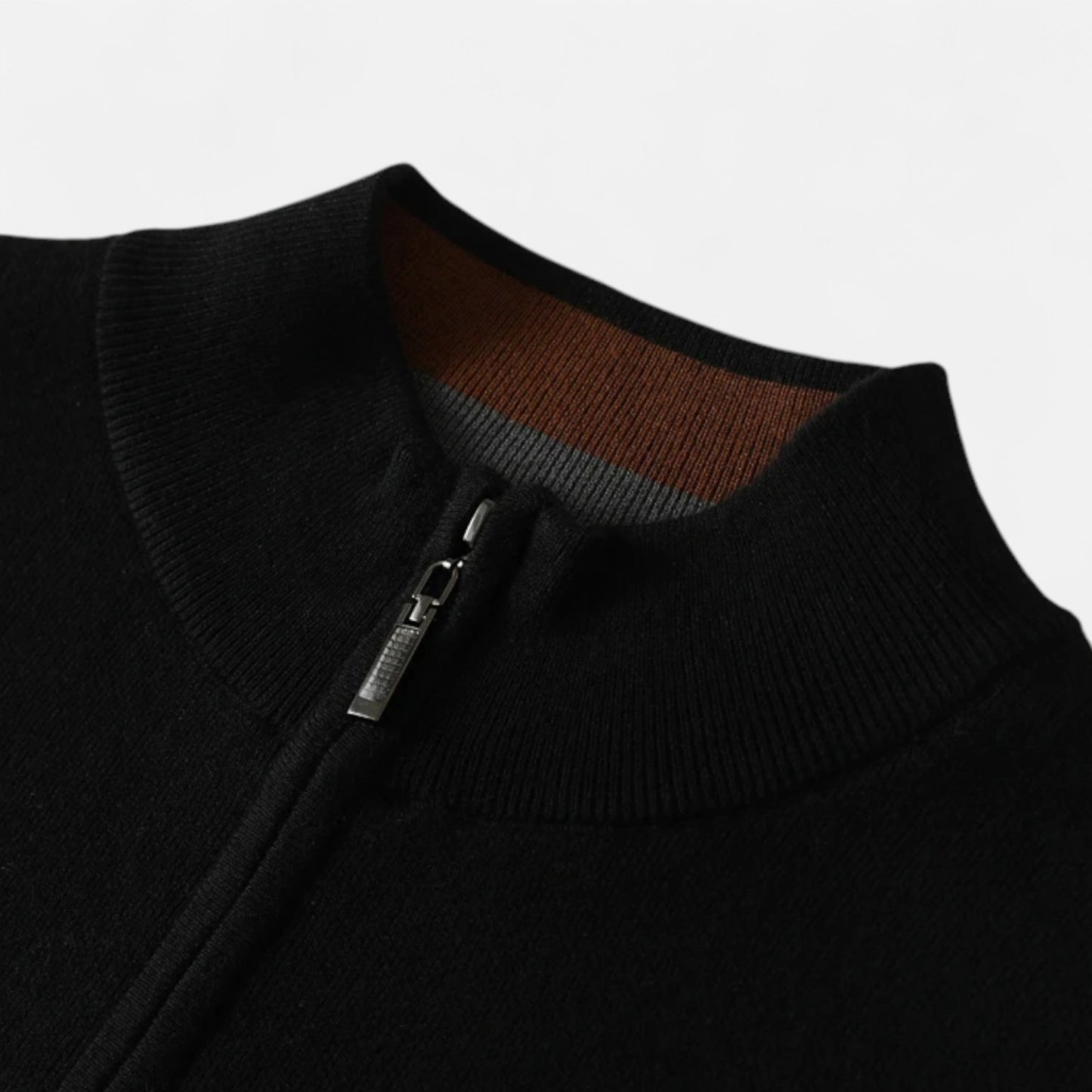 Suéter Hombre Lana Merino Media Cremallera Cuello Semi Alto