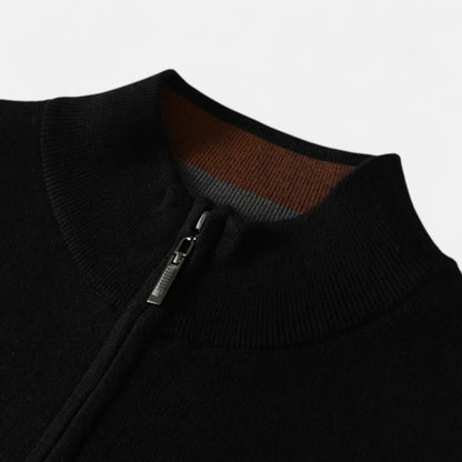 Suéter Hombre Lana Merino Media Cremallera Cuello Semi Alto