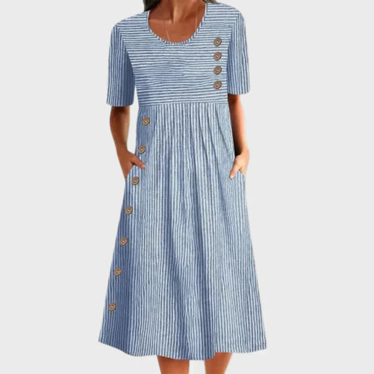 Vestido Mujer Algodón Botones Estilo Verano Casual Ligero - Mavetta