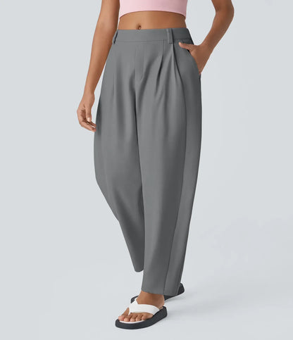 Pantalón Mujer Algodón Cintura Alta Corte Holgado