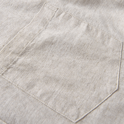 Camisa Hombre Algodón y Lino Manga Larga Cuello Solapa