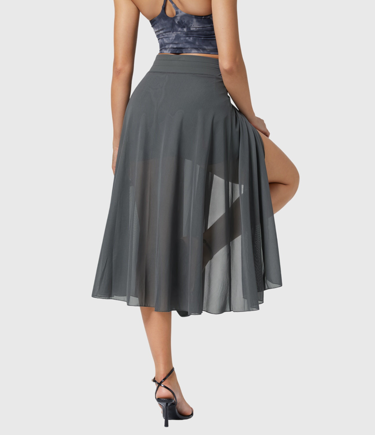 Falda Midi Mujer Talle Alto Cordón Ajustable Acampanada