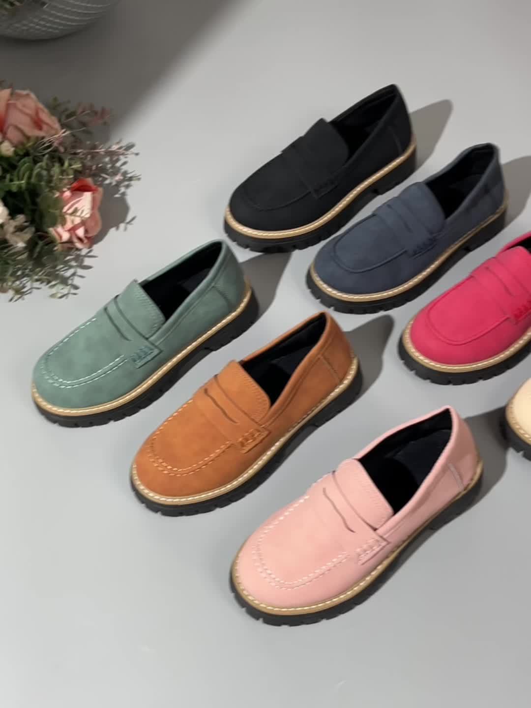 Mocasines Mujer Diseño Retro Suela Gruesa Comodos