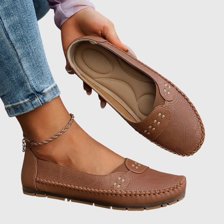 Mocasines Mujer Sintético Perforado Sin Cordones Casual