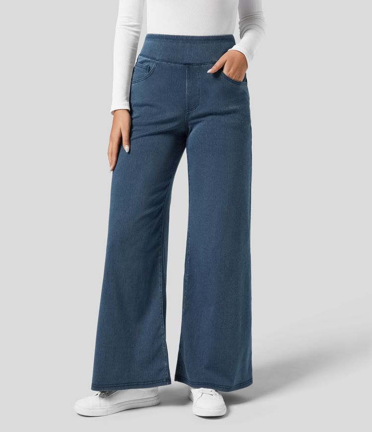 Pantalón Mujer Cintura Alta Corte Ancho Diseño Suelto