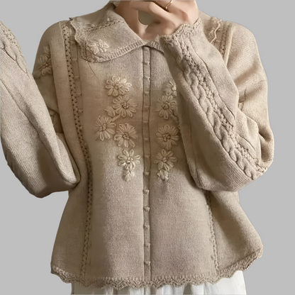 Jersey Mujer de Punto Suave con Bordado Floral