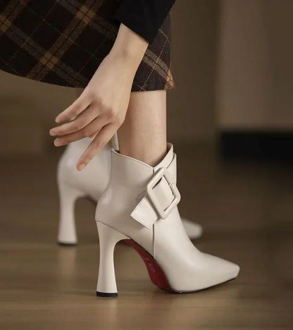 Botines mujer Tacón Alto Hebilla Grande Estilo Moderno