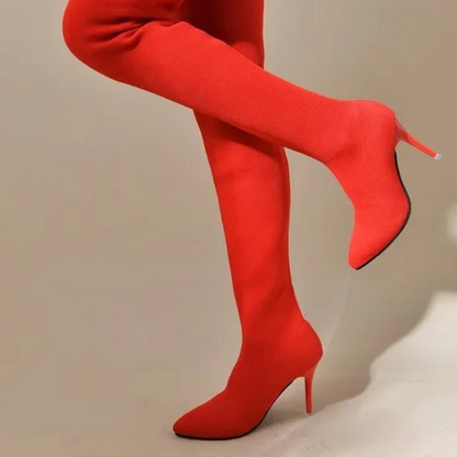 Botas altas mujer ligeras tacón alto overknee