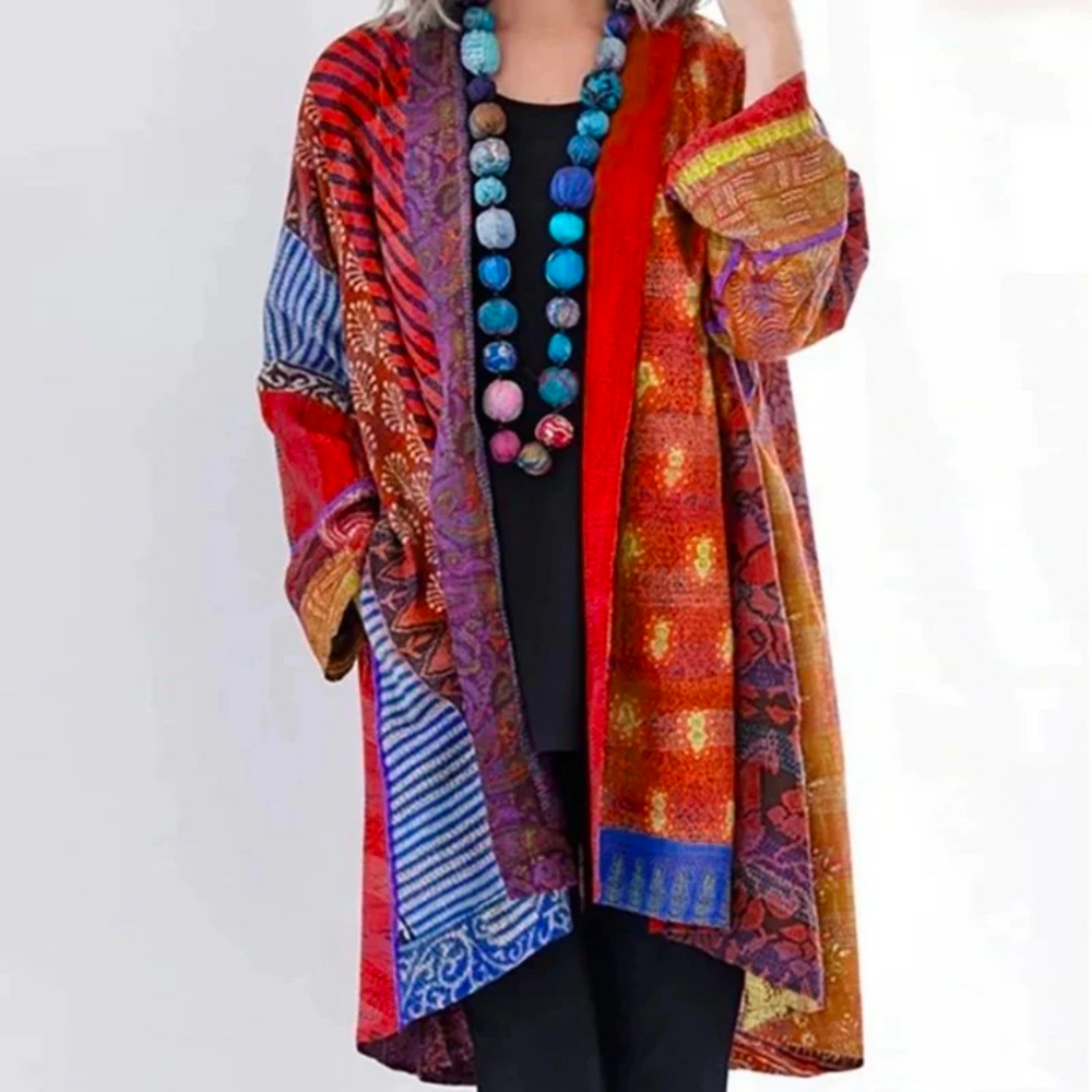 Kimono largo mujer fluido estampado étnico elegante