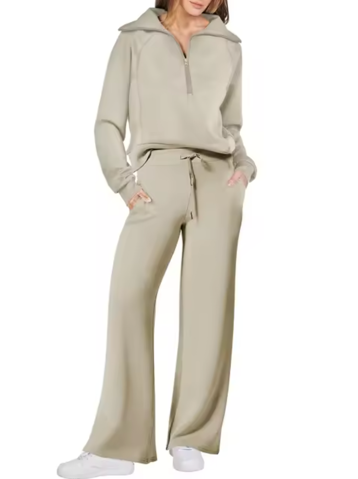 Sudadera Mujer con Cuello Alto y Puños Ajustados