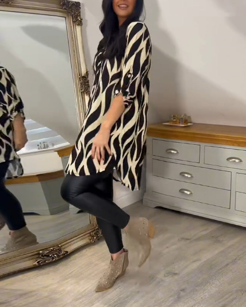 Blusa Mujer Túnica Estampado Gráfico Ajuste Suelto