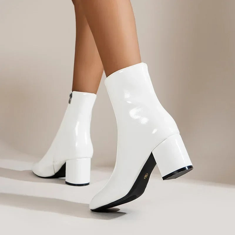 Botines Mujer Tacón Ancho Cremallera Lateral