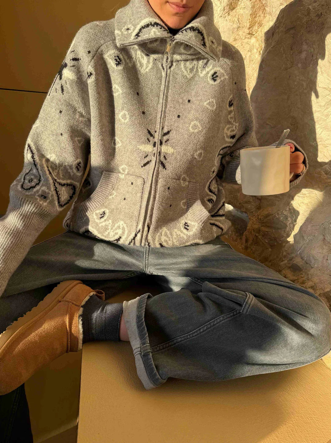 Jersey Mujer de Punto Cuello Alto con Cremallera