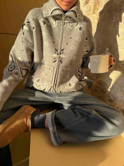 Jersey Mujer de Punto Cuello Alto con Cremallera