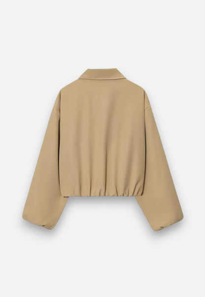 Chaqueta Bomber Mujer Corta Cremallera Cuello Solapa