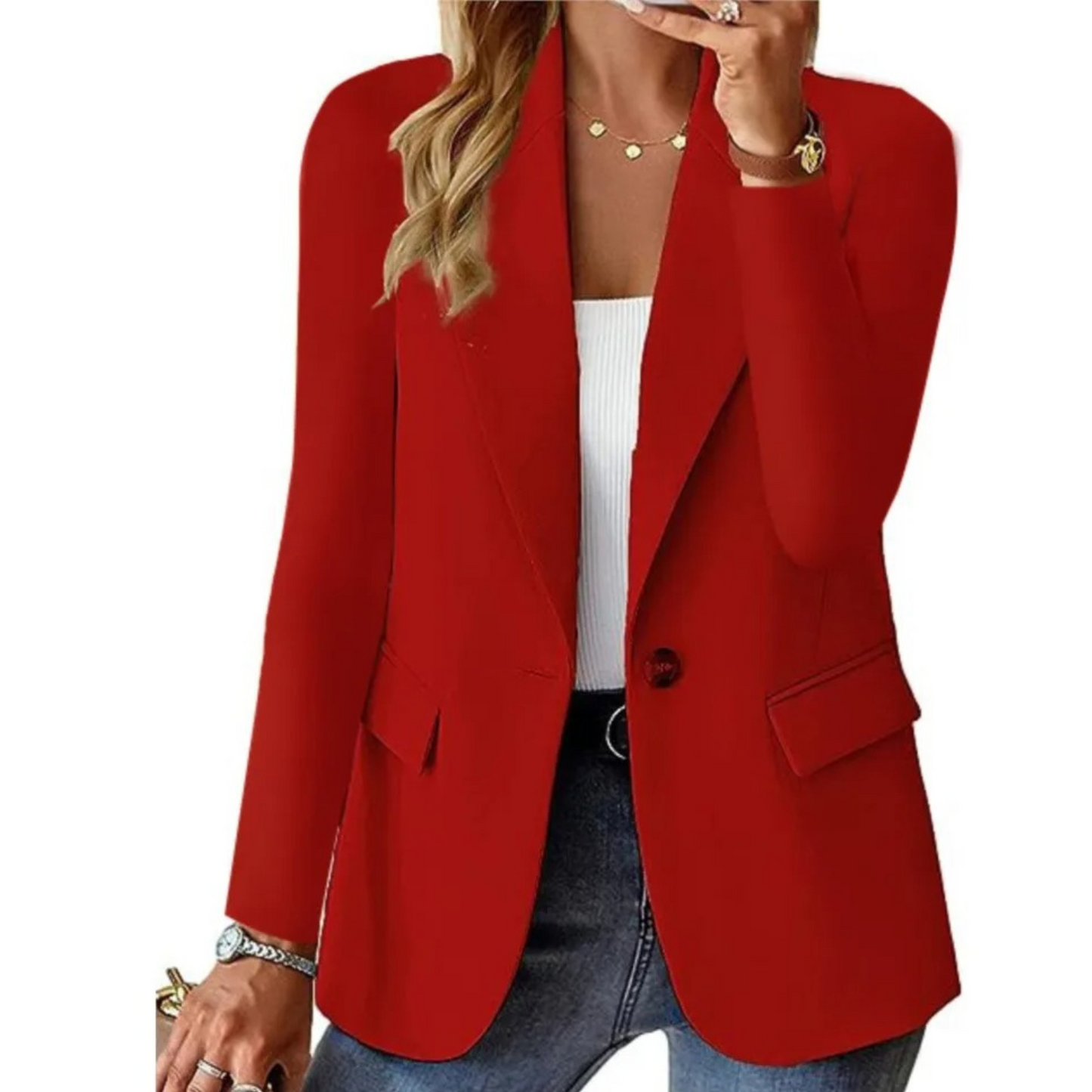 Blazer mujer de tejido ligero corte holgado solapa clásica