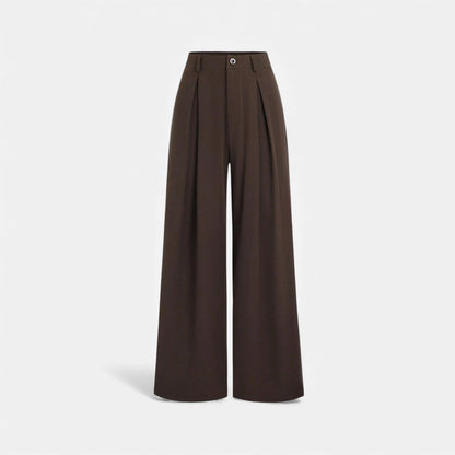 Pantalones Mujer Jacquard Pierna Ancha Cintura Alta Pinzas - Mavetta