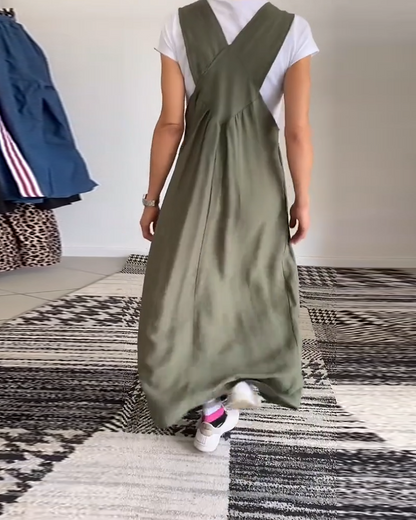 Vestido Mujer Ligero Fluido Detalles Modernos Ajuste Suelto