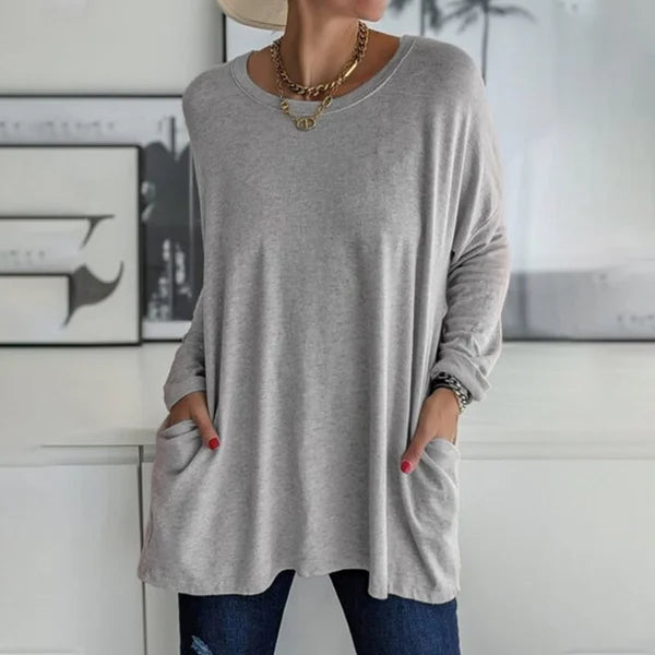 Blusa Mujer Manga Larga Tejido Suave Ajuste Relajado