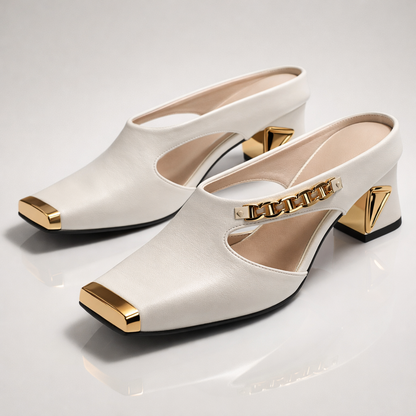Tacones Mule Mujer Bloque Esculpido