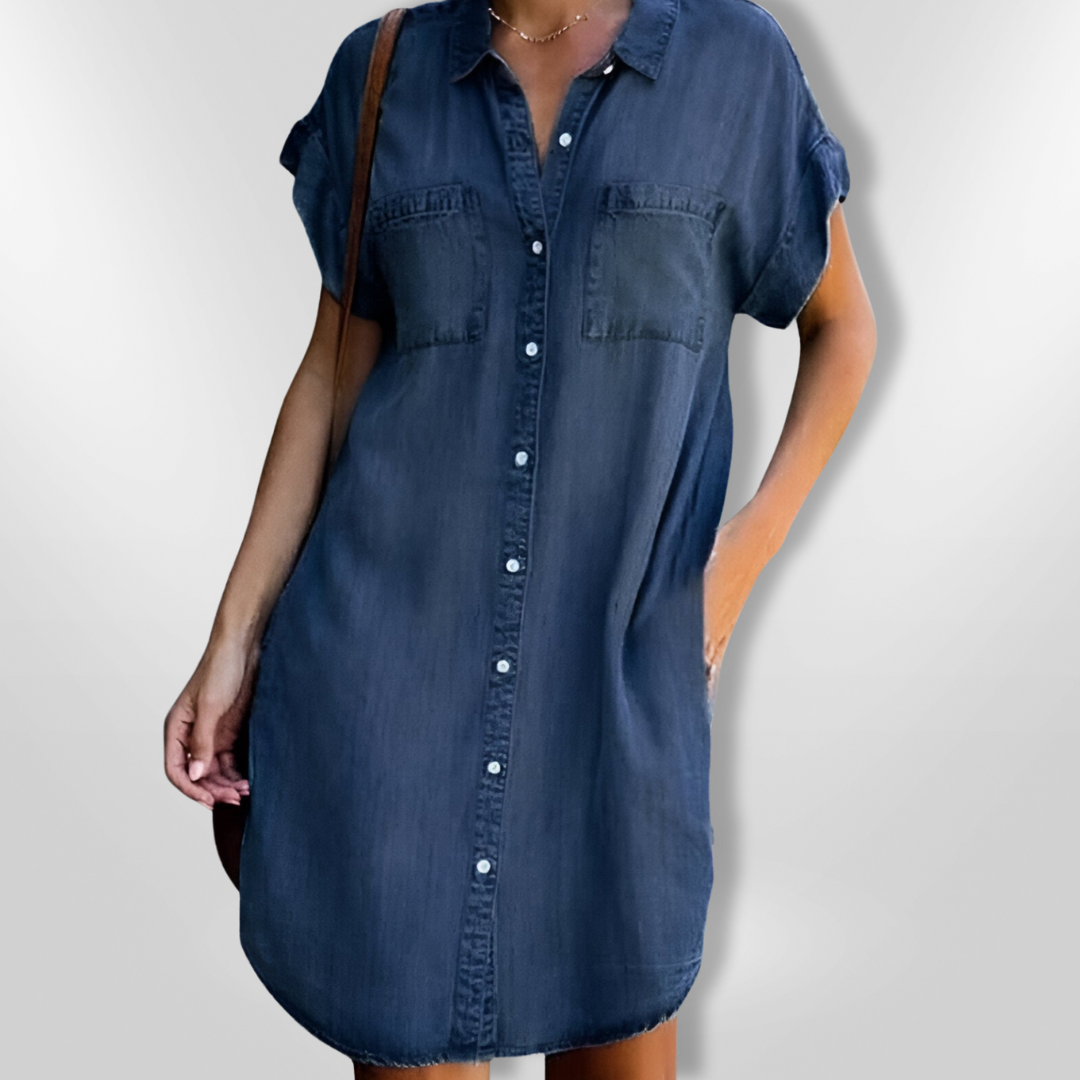Vestido Mujer Vaquero Botones y Bolsillos Primavera