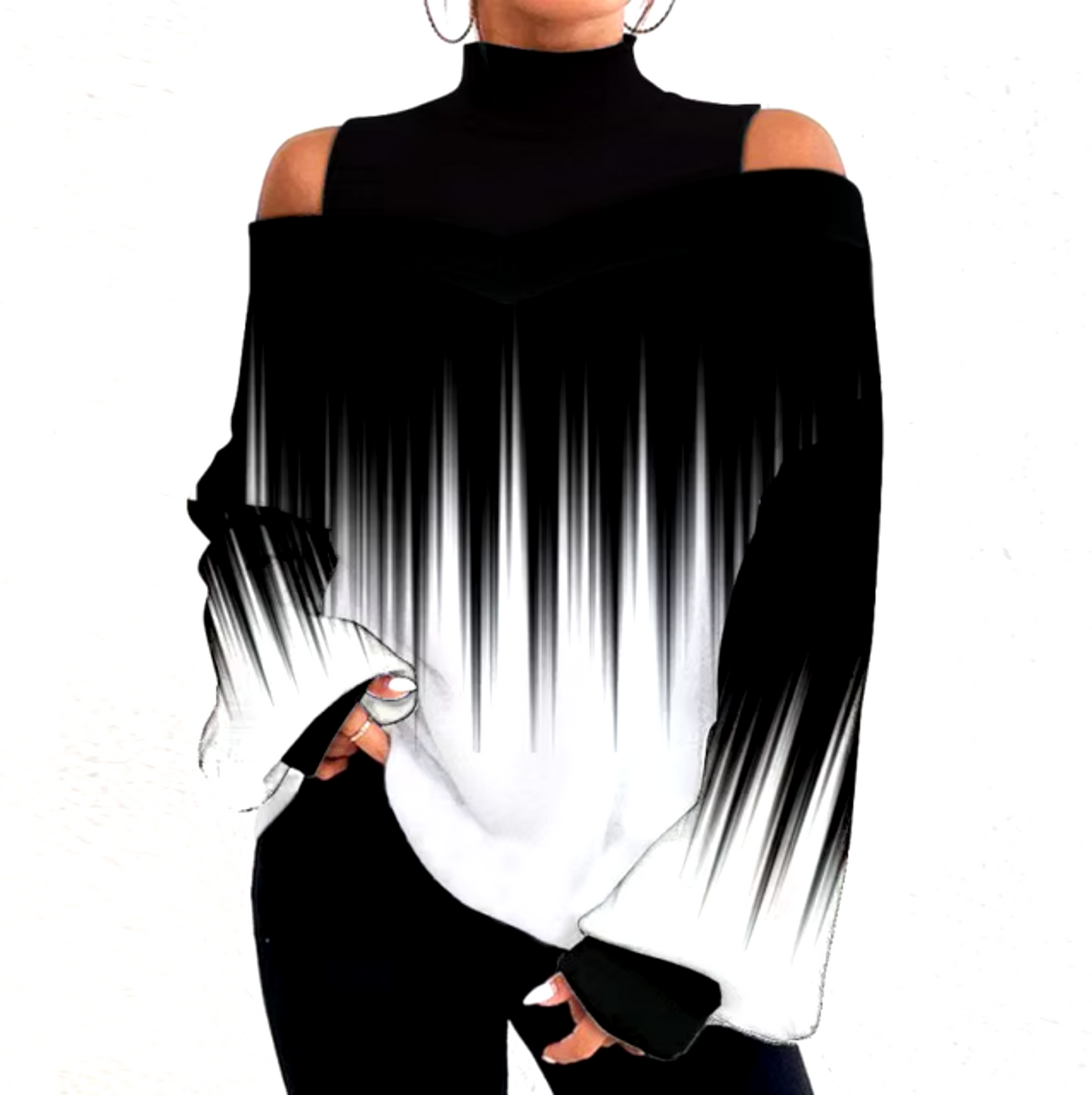Blusa Mujer Off-Shoulder Cuello Alto Ajuste Suelto