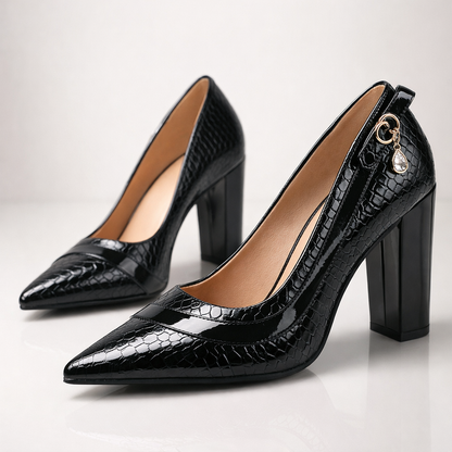 Zapatos Mujer Tacón con Escamas Ajuste Clásico