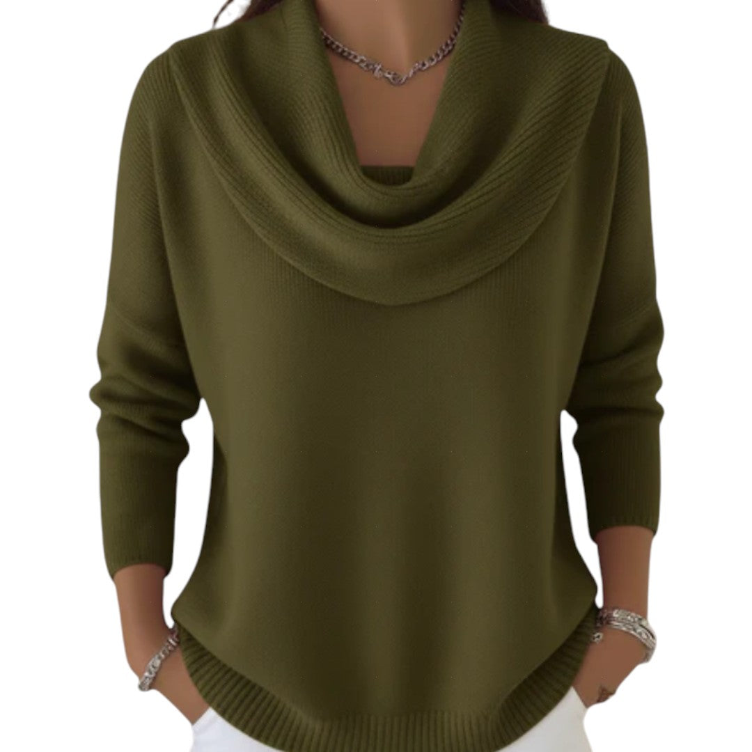 Jersey Mujer Cuello Drapeado Suave Ajuste Comodo