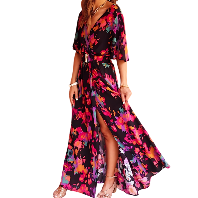 Vestido maxi mujer cruzado verano ligero