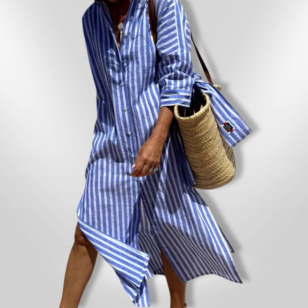 Vestido camisero mujer tejido ligero ajuste recto