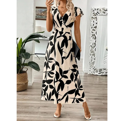 Vestido maxi mujer de tela fluida con estampado floral