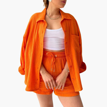 Conjunto Mujer Verano Blusa y Short Talle Alto