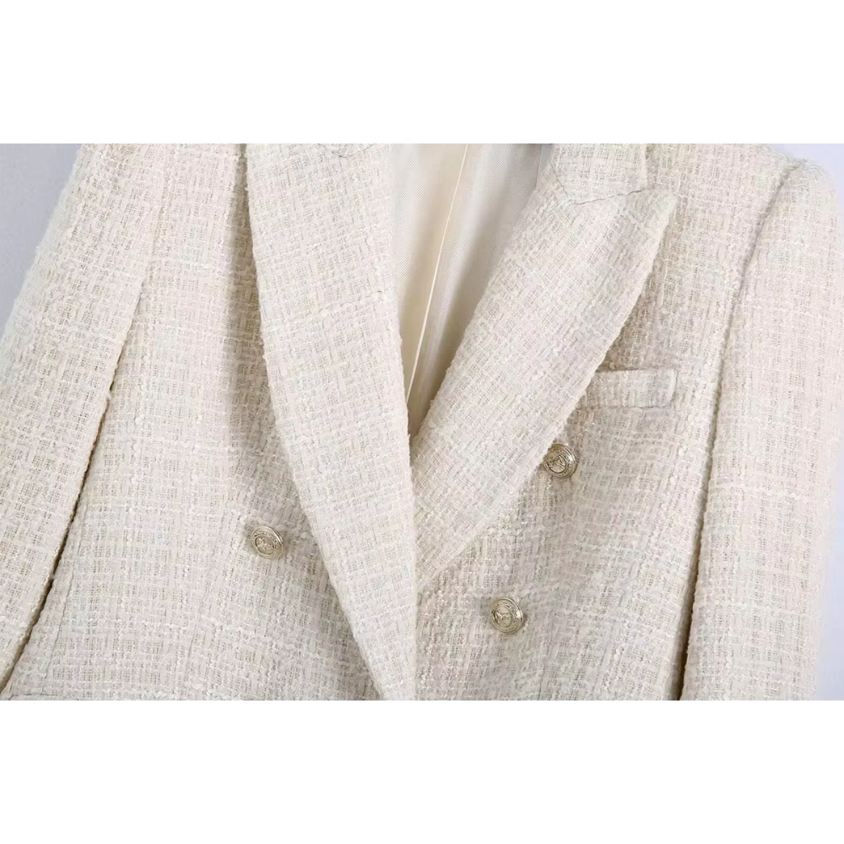 Blazer Mujer de Tela con Doble Botonadura Ajustado