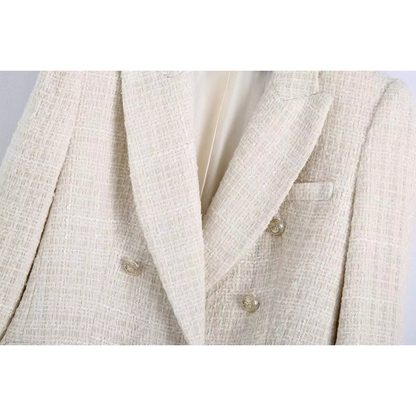 Blazer Mujer de Tela con Doble Botonadura Ajustado