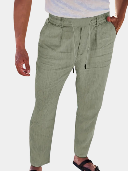 Pantalones Lino Hombre Anchos Cordón Ajustable - Mavetta