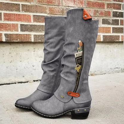 Botas altas mujer ligeras con cierre de botón metálico
