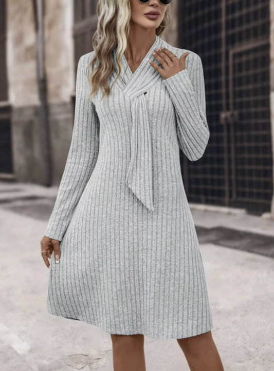 Vestido Mujer de Plumeti Manga Larga Ajustado - Mavetta