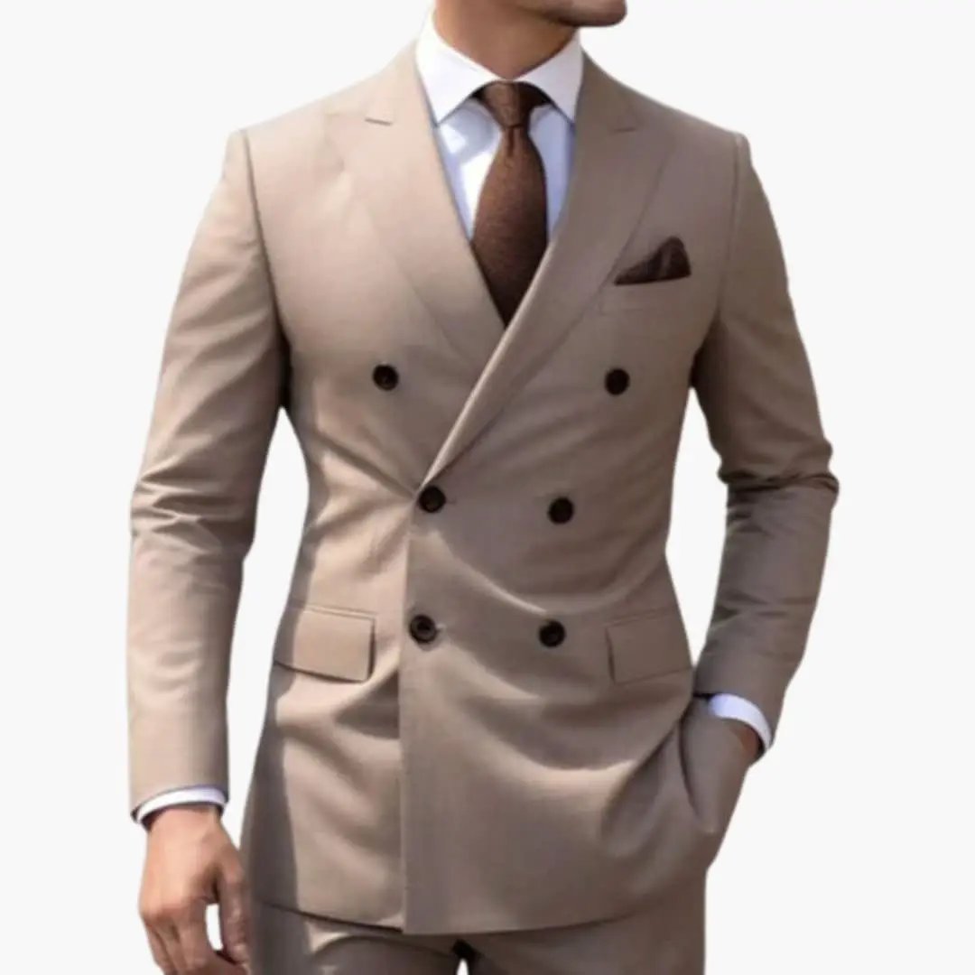 Traje Hombre de Dos Piezas Blazer Cruzado Pantalón Ajustado