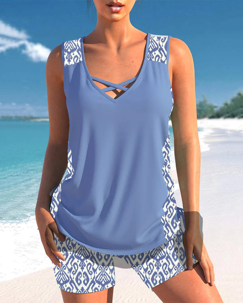 Conjunto deportivo mujer cruzado y shorts verano