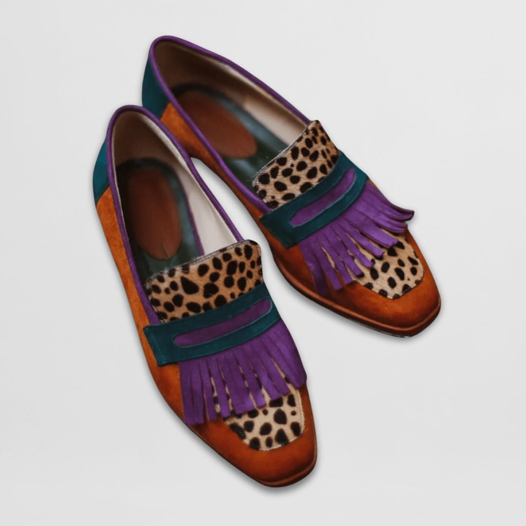 Mocasines Mujer de Cuero Estampado Animal Diseño Moderno