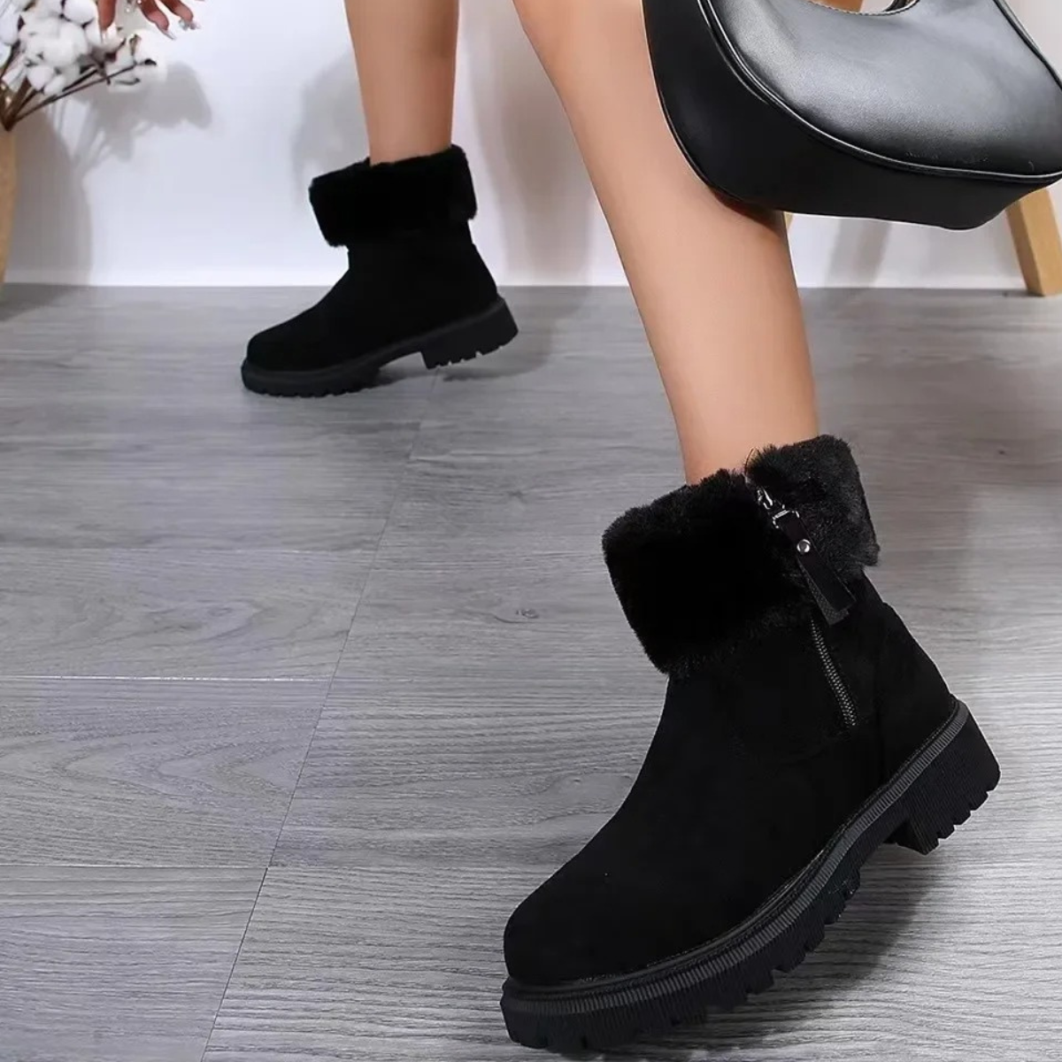 Botas invierno Mujer forradas puntera redonda impermeables