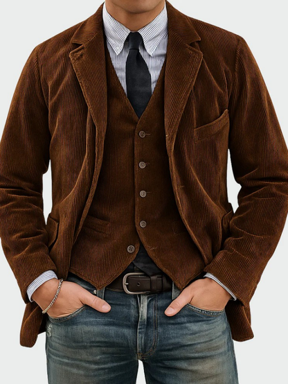 Conjunto Hombre Blazer y Chaleco Tejido Formal Moderno