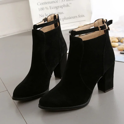 Botines Mujer con Hebilla Tacón Alto de Bloque