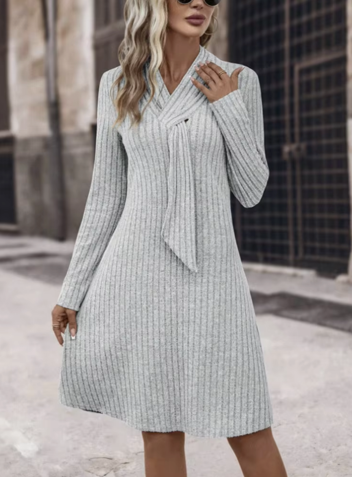Vestido Mujer de Plumeti Manga Larga Ajustado - Mavetta